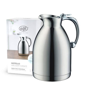 alfi HOTELLO 1.5l, insulated jug made of double-walled stainless steel, keeps hot for 4 hours, cold for 6 hours, loose-fitting lid, one-handed pouring, plastic-free, dishwasher-safe, for the catering industry on sale